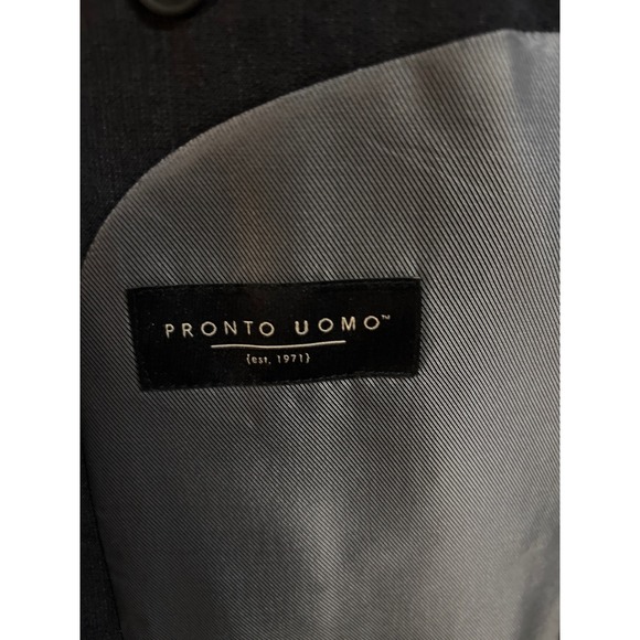 Pronto‎ Uomo Men Solid Black Wool Blend 3 Piece Suit Size 48x 43 Regular - Picture 6 of 13